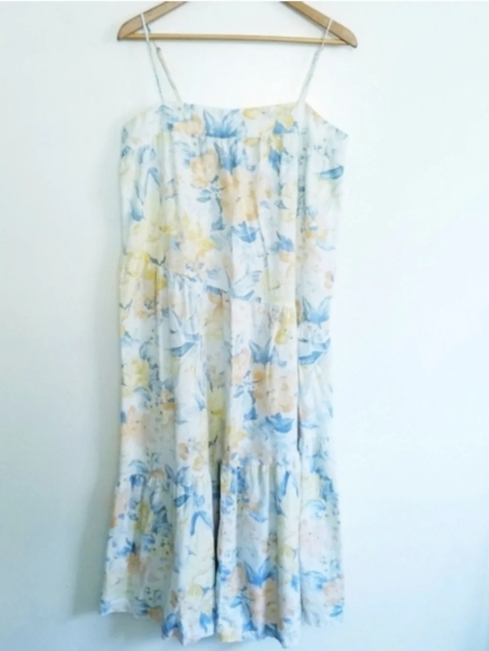 Abercrombie & Fitch Floral Sleeveless Spaghetti Strap Linen Blend Maxi Dress